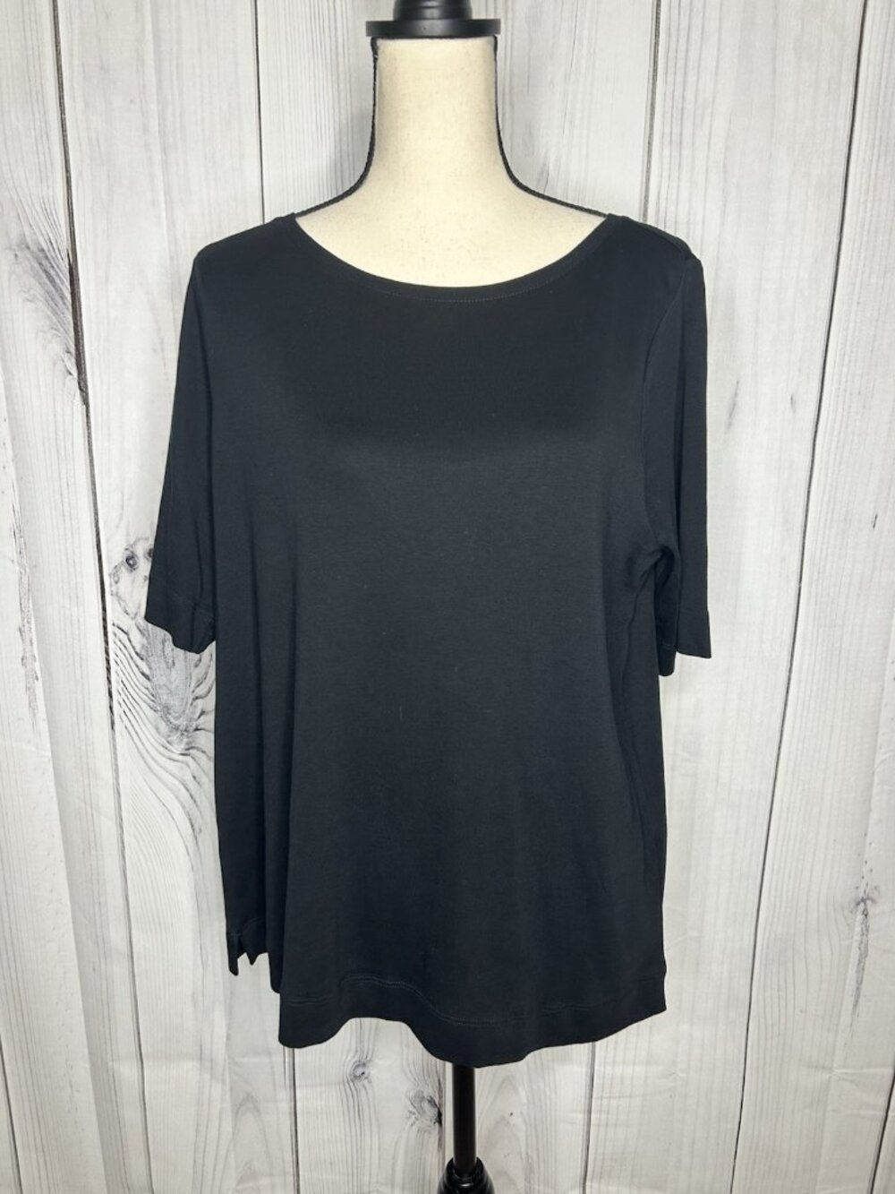 Chico's Short Sleeve Pima Cotton T-Shirt Black Size 3 (XL) Minimalist Capsule